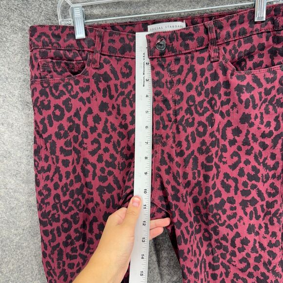 Social Standard Jeans Women 12 Pink Animal Print Denim Dark Wash Ankle Skinny - Picture 4 of 8